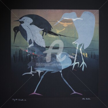 Estampas & grabados titulada "Aigrette garzette 13" por Olivia Quintin, Obra de arte original, Grabado