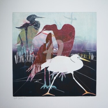 Prenten & gravures getiteld "Aigrette Garzette 15" door Olivia Quintin, Origineel Kunstwerk, Gravure