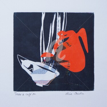 Gravures & estampes intitulée "Tasse à café 14" par Olivia Quintin, Œuvre d'art originale, Gravure