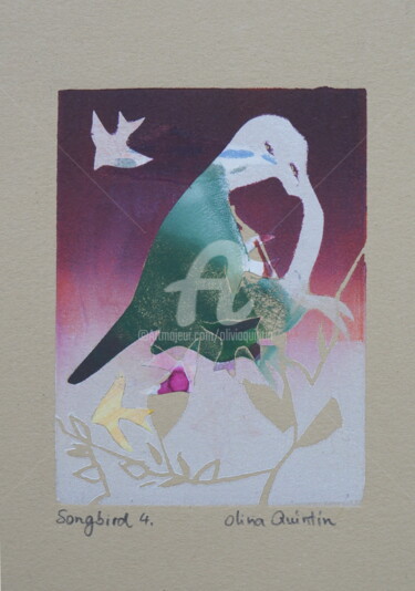 Impressões e gravuras intitulada "Songbird 4" por Olivia Quintin, Obras de arte originais, Gravação