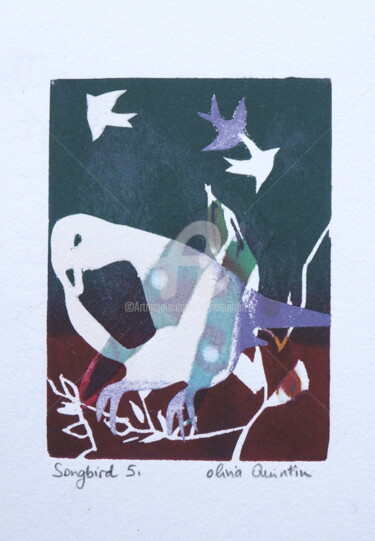 Druckgrafik mit dem Titel "Songbird 5" von Olivia Quintin, Original-Kunstwerk, Gravur