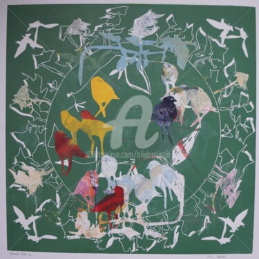 Incisioni, stampe intitolato "Mandala trees 7" da Olivia Quintin, Opera d'arte originale, incisione