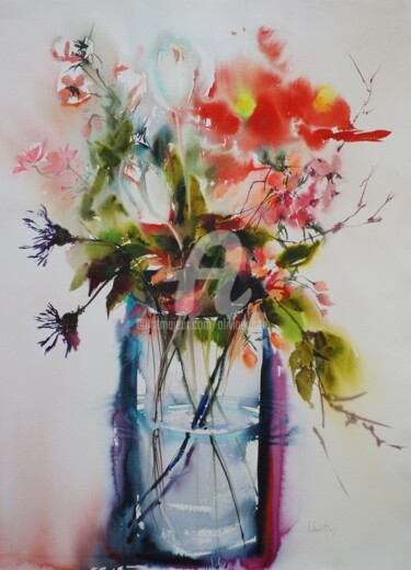 Peinture intitulée "Réveil de printemps…" par Olivia Quintin, Œuvre d'art originale, Aquarelle