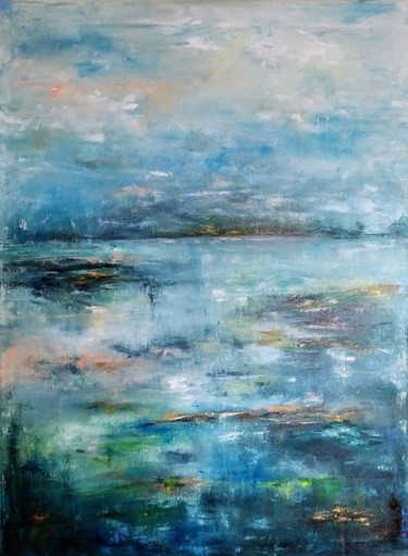 Painting titled "BLUE SEA" by Olivia Watney, Original Artwork, Oil