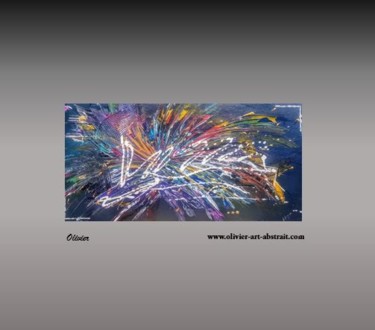 Painting titled "Freworks" by Olivier Art Abstrait, Original Artwork, Acrylic Mounted on Wood Stretcher frame