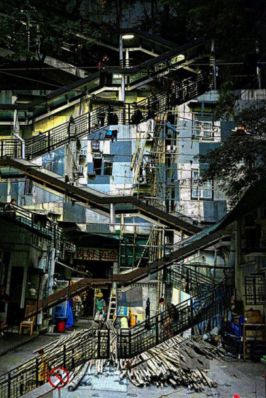 Photography titled "hong kong stairs" by Olivier Barbaud, Original Artwork, Digital Photography