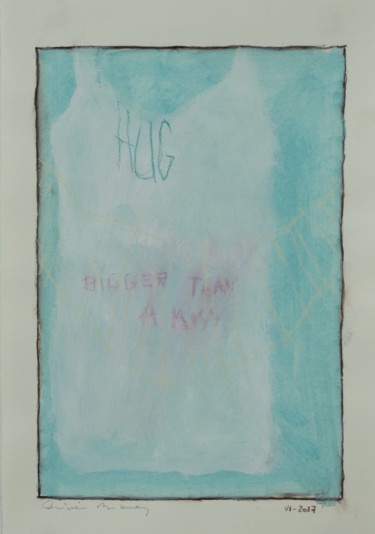 Pintura intitulada "Hug (loveletter,  s…" por Olivier Biarez, Obras de arte originais, Acrílico