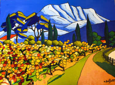 Peinture intitulée "Montagne SteVictoire" par Olivier Boissinot, Œuvre d'art originale, Huile Monté sur Châssis en bois