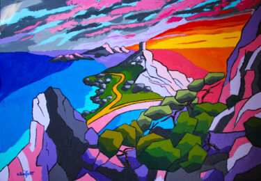 Painting titled "Corse Îles Sanguina…" by Olivier Boissinot, Original Artwork, Oil Mounted on Wood Stretcher frame