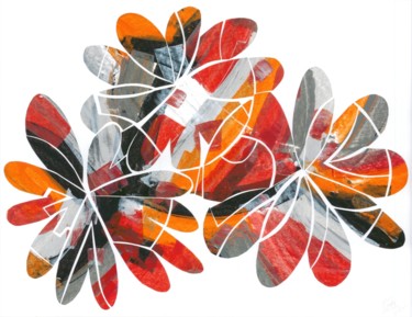 "Three Flowers" başlıklı Kolaj Olivier Bourgin tarafından, Orijinal sanat, Kolaj