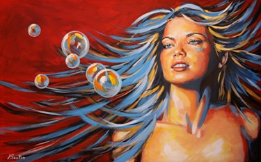 Painting titled "Sublimation portrai…" by Olivier Boutin, Original Artwork, Acrylic Mounted on Wood Panel