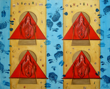 Schilderij getiteld "Obsession sexe Pain…" door Olivier Boutin, Origineel Kunstwerk, Olie Gemonteerd op Frame voor houten br…