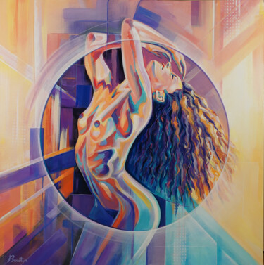 Painting titled "Chaleur nue de femm…" by Olivier Boutin, Original Artwork, Acrylic Mounted on Wood Stretcher frame