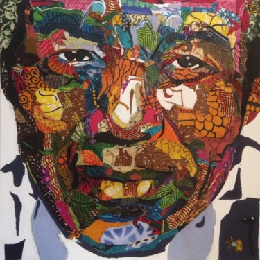 Collages intitulée "Nelson Mandela" par Olivier Bouvard, Œuvre d'art originale, Collages