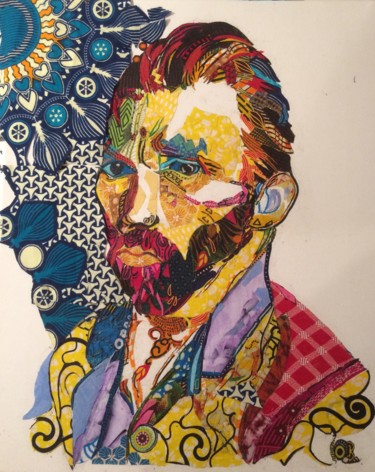 Collagen mit dem Titel "Van Gogh" von Olivier Bouvard, Original-Kunstwerk, Collagen