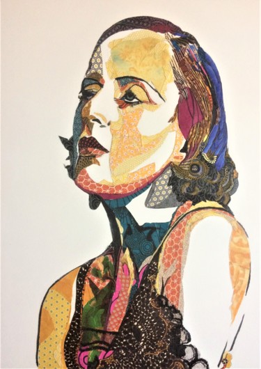 Collages titled "Tamara de Lempicka" by Olivier Bouvard, Original Artwork, Collages