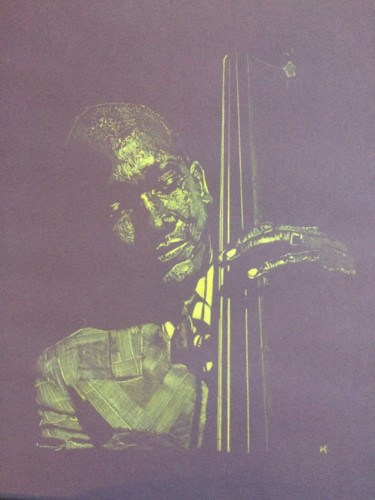 Drawing titled "Ray Brown" by Olivier Bouvard, Original Artwork, Pencil