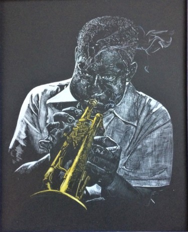 Drawing titled "Clifford Brown" by Olivier Bouvard, Original Artwork, Pencil