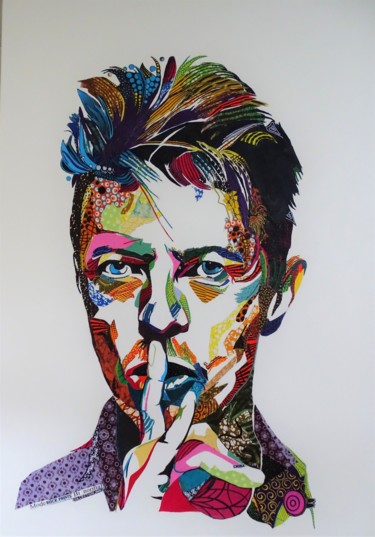 Colagens intitulada "Bowie" por Olivier Bouvard, Obras de arte originais, Colagens