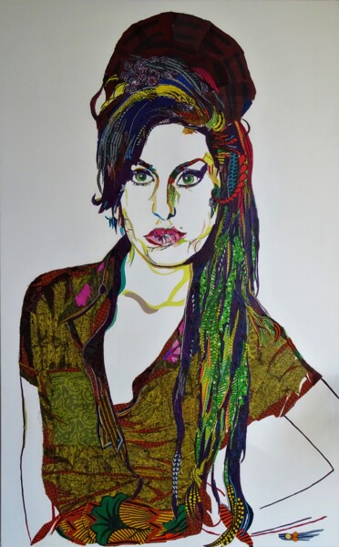 Collages intitulée "Amy" par Olivier Bouvard, Œuvre d'art originale, Collages