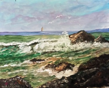 Painting titled "océan agité" by Olivier Brisson, Original Artwork, Acrylic
