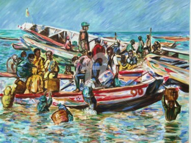 Painting titled "Départ en mer." by Olivier Broquet, Original Artwork, Acrylic