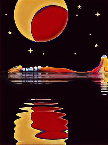 Arts numériques intitulée "Lune" par Olivier Contezak, Œuvre d'art originale, Peinture numérique