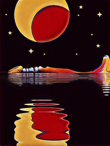 Digital Arts titled "Lune" by Olivier Contezak, Original Artwork, Digital Painting