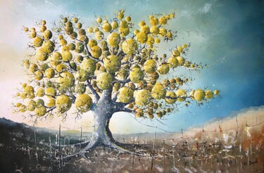 Painting titled "arbre de vie" by Olivier Dazelle, Original Artwork, Oil