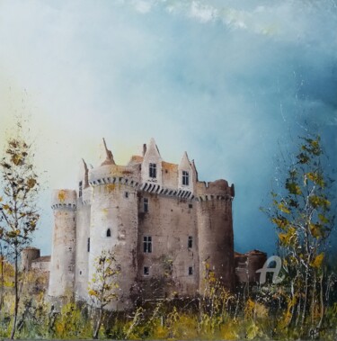Peinture intitulée "chateau de l'Ebaupi…" par Olivier Dazelle, Œuvre d'art originale, Huile Monté sur Châssis en bois