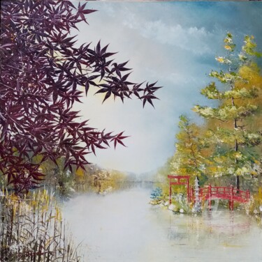 Peinture intitulée "au parc oriental" par Olivier Dazelle, Œuvre d'art originale, Huile