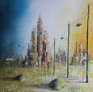 Malerei mit dem Titel "de ville en ville" von Olivier Dazelle, Original-Kunstwerk