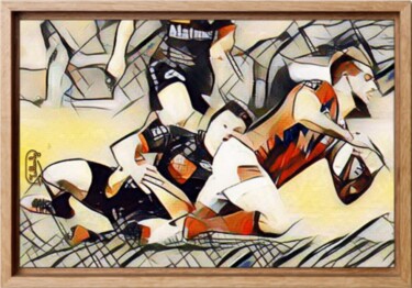 Pittura intitolato "Rugby série 3#17.jpg" da Olivier De Tullasky, Opera d'arte originale, Acrilico