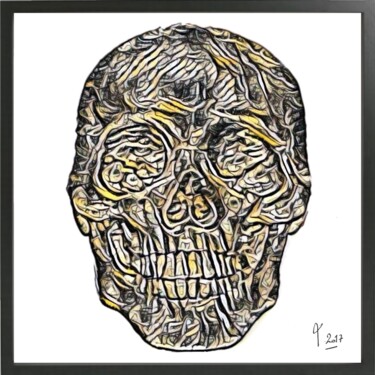 Dessin intitulée "Skull 1#17" par Olivier De Tullasky, Œuvre d'art originale, Encre