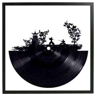 「Samourai on vinyl」というタイトルの彫刻 Olivier De Tullaskyによって, オリジナルのアートワーク, プラスチック