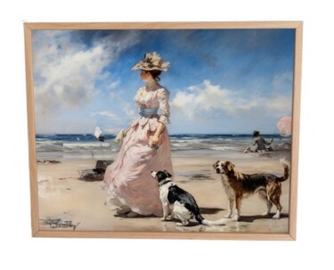 Pintura titulada "Beach Scene - 2023-…" por Olivier De Tullasky, Obra de arte original, Acrílico Montado en Panel de madera