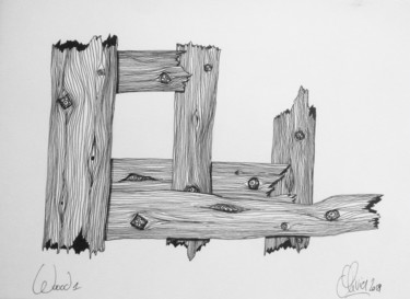 Drawing titled "Woood1" by Olivier Delacuvellerie, Original Artwork, Ink