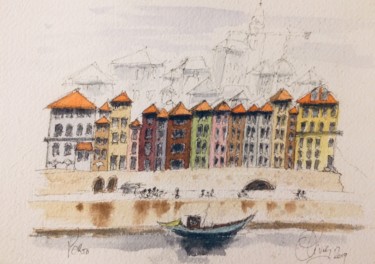 Pintura intitulada "Porto" por Olivier Delacuvellerie, Obras de arte originais, Aquarela