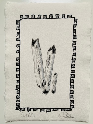 Drawing titled "Woood" by Olivier Delacuvellerie, Original Artwork, Ink