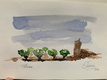 Peinture intitulée "Toscane (2)" par Olivier Delacuvellerie, Œuvre d'art originale, Aquarelle