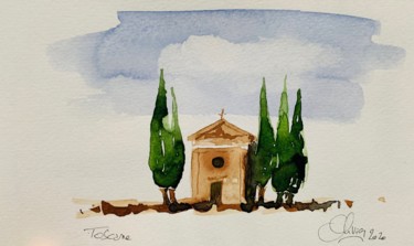 Peinture intitulée "Toscane (3)" par Olivier Delacuvellerie, Œuvre d'art originale, Aquarelle