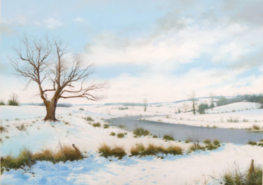 Peinture intitulée "au cœur de l'hiver" par Olivier De Nato, Œuvre d'art originale, Pastel Monté sur Panneau de bois