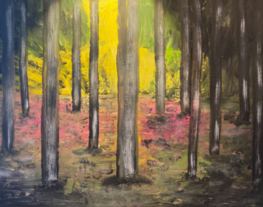 Malerei mit dem Titel "dans la forêt des â…" von Olivier De Pooter, Original-Kunstwerk, Acryl