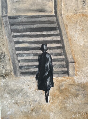 Painting titled "Elle marche seule" by Olivier De Pooter, Original Artwork, Acrylic