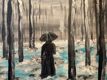 Peinture intitulée "Femme se promenant…" par Olivier De Pooter, Œuvre d'art originale, Acrylique