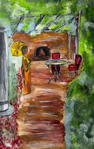 Peinture intitulée "Sur la terrasse" par Olivier De Pooter, Œuvre d'art originale, Acrylique
