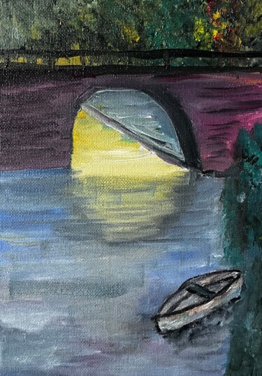Peinture intitulée "Le pont" par Olivier De Pooter, Œuvre d'art originale, Huile