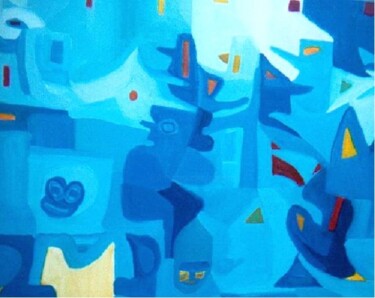 Peinture intitulée "Dans les bleus" par Olivier Dumont, Œuvre d'art originale