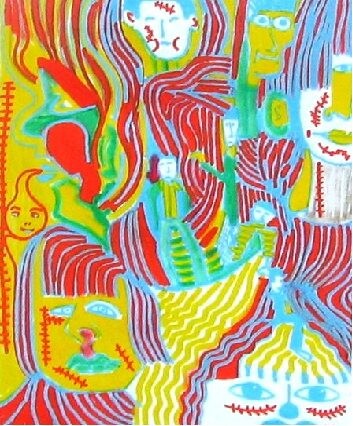 Painting titled "Les balafres qu'on…" by Olivier Dumont, Original Artwork, Marker