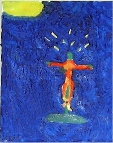 Painting titled "Christ en croix" by Olivier Dumont, Original Artwork